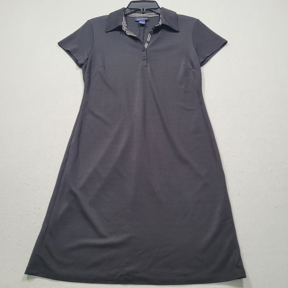 Ann Taylor Womens Polo Collar Short Sleeve A-Line Dress Black Size 2
